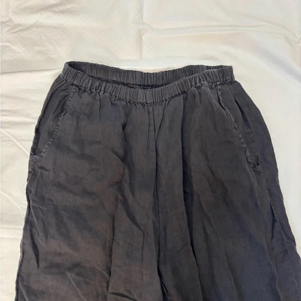 Flax Women's Black Linen Leg Pants M - Picture 2 of 4